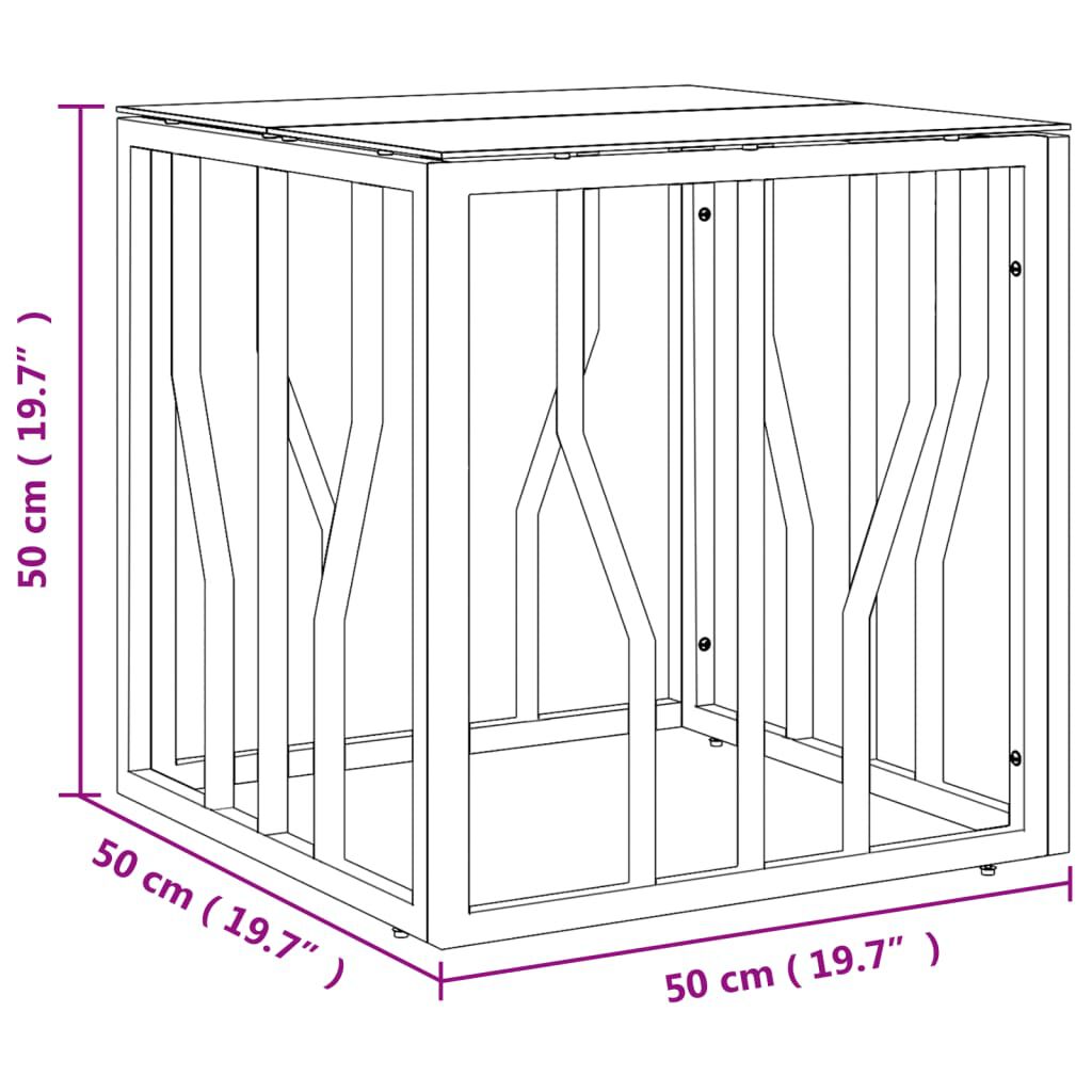 vidaXL Τραπέζι Σαλονιού Χρυσό 50x50x50 εκ. Ανοξείδωτο Ατσάλι και Γυαλί