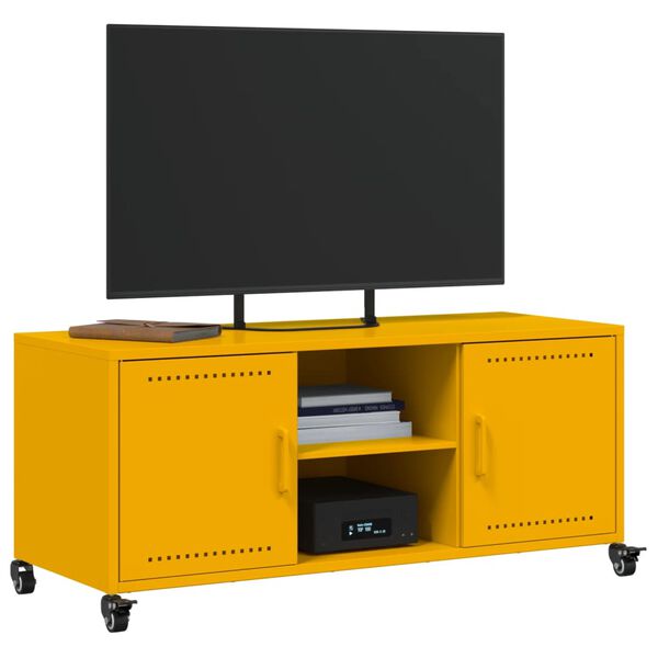 vidaXL Έπιπλο Τηλεόρασης Μουσταρδί Κίτρινο 100,5x39x43,5εκ. από Ατσάλι