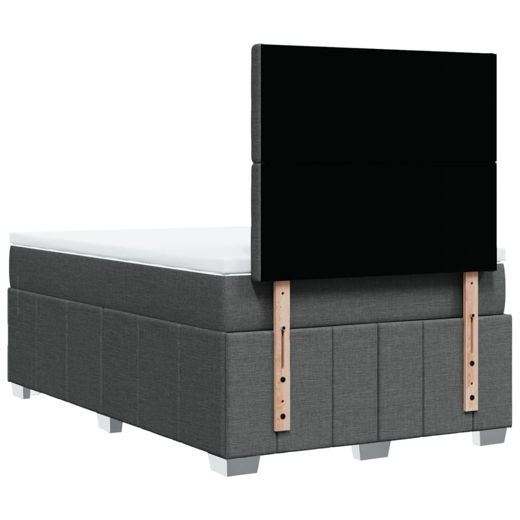 vidaXL Κρεβάτι Boxspring με Στρώμα Σκούρο Γκρι 120x200 εκ. Υφασμάτινο