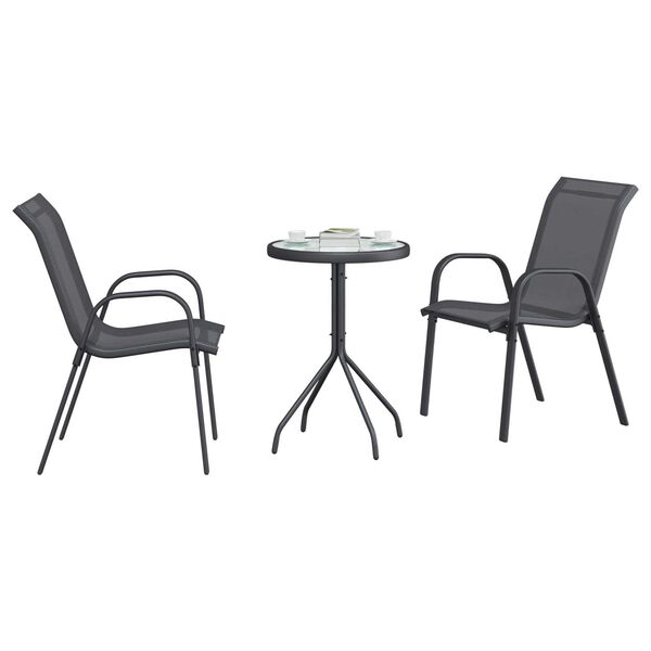 vidaXL Σετ Μπιστρό Κήπου 3 pcs Γκρι Ατσάλι