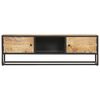 vidaXL Έπιπλο TV με Σκαλιστή Πόρτα 130x30x40 εκ. Ακατέργ. Ξύλο Μάνγκο
