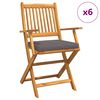 vidaXL Πτυσσόμενη Καρέκλα με μαξιλάρι 6 pcs Γκρι 49 x 57.5 x 92εκ