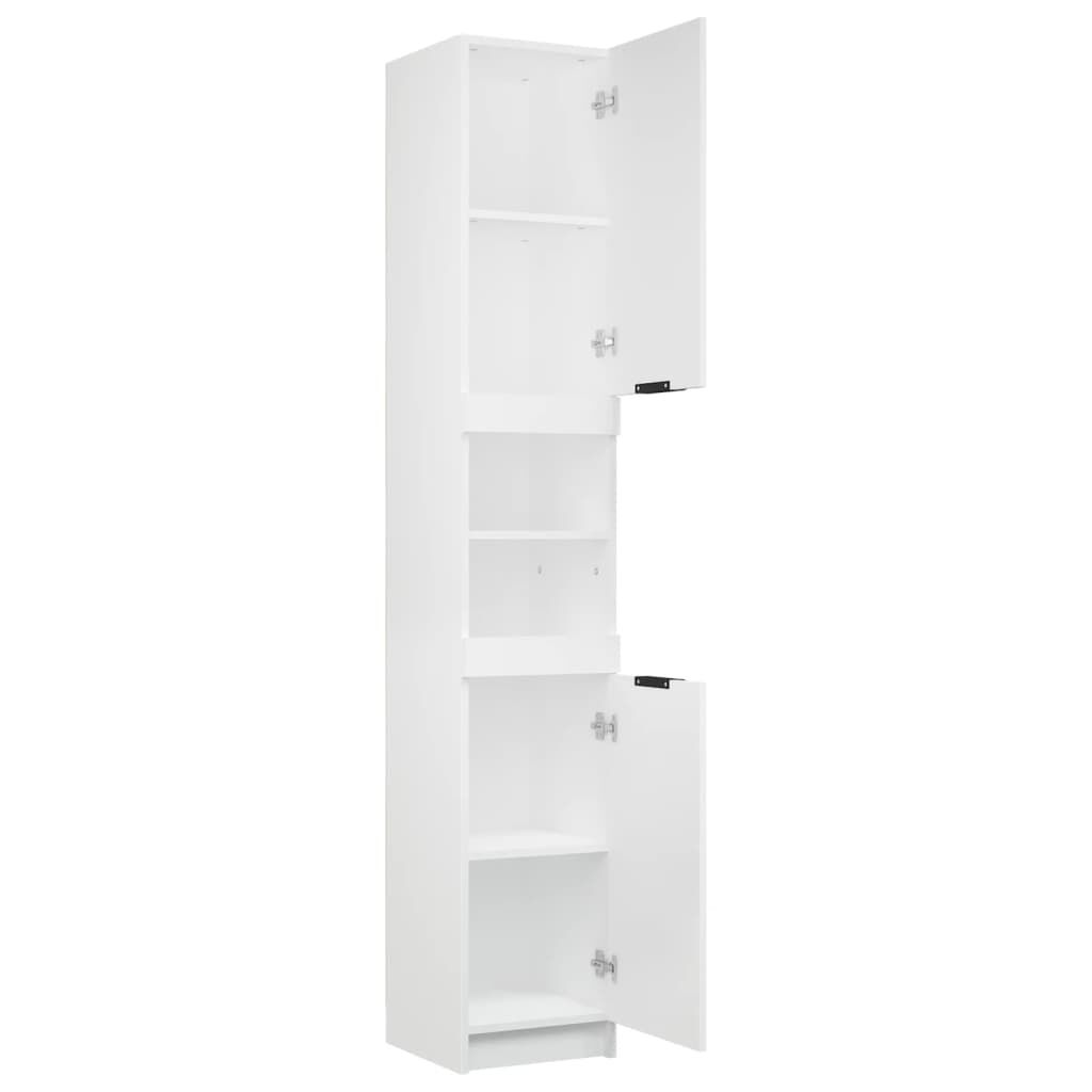 vidaXL Ντουλάπι Μπάνιου Λευκό 32 x 34 x 188,5 εκ. Επεξεργασμένο Ξύλο