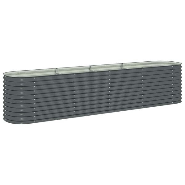 vidaXL Ζαρντινιέρα Υπερυψωμένη Γκρι 400x80x81 εκ. Γαλβανισμ. Χάλυβας