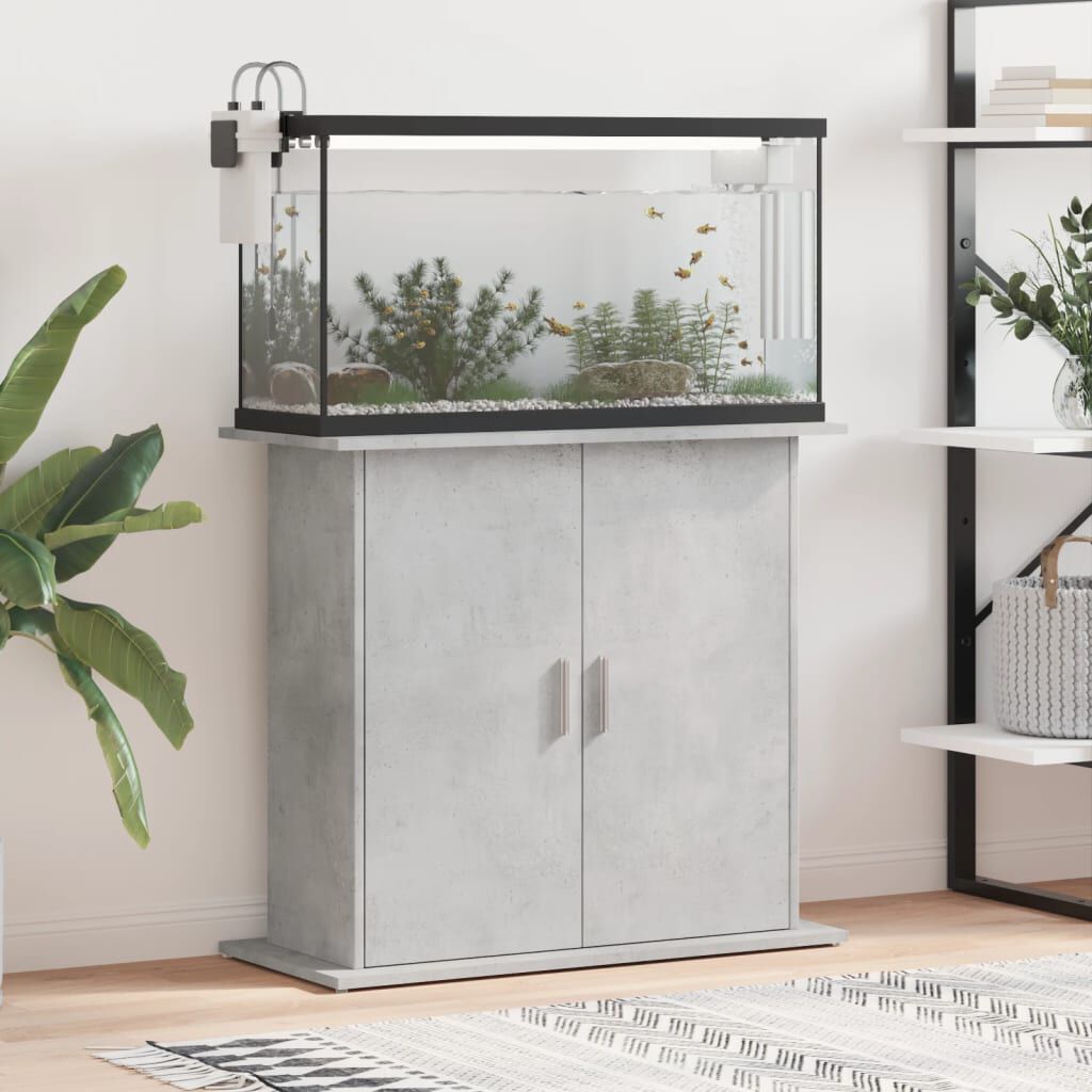 vidaXL Βάση Ενυδρείου Γκρι Σκυροδ. 81x36x73 εκ. από Επεξεργασμένο Ξύλο