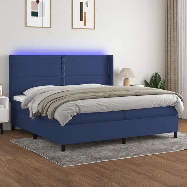 vidaXL &Kappa;&rho;&epsilon;&beta;ά&tau;&iota; Boxspring &mu;&epsilon; &Sigma;&tau;&rho;ώ&mu;&alpha; & LED &Mu;&pi;&lambda;&epsilon; 200x200 &epsilon;&kappa;. &Upsilon;&phi;&alpha;&sigma;&mu;ά&tau;&iota;&nu;&omicron;
