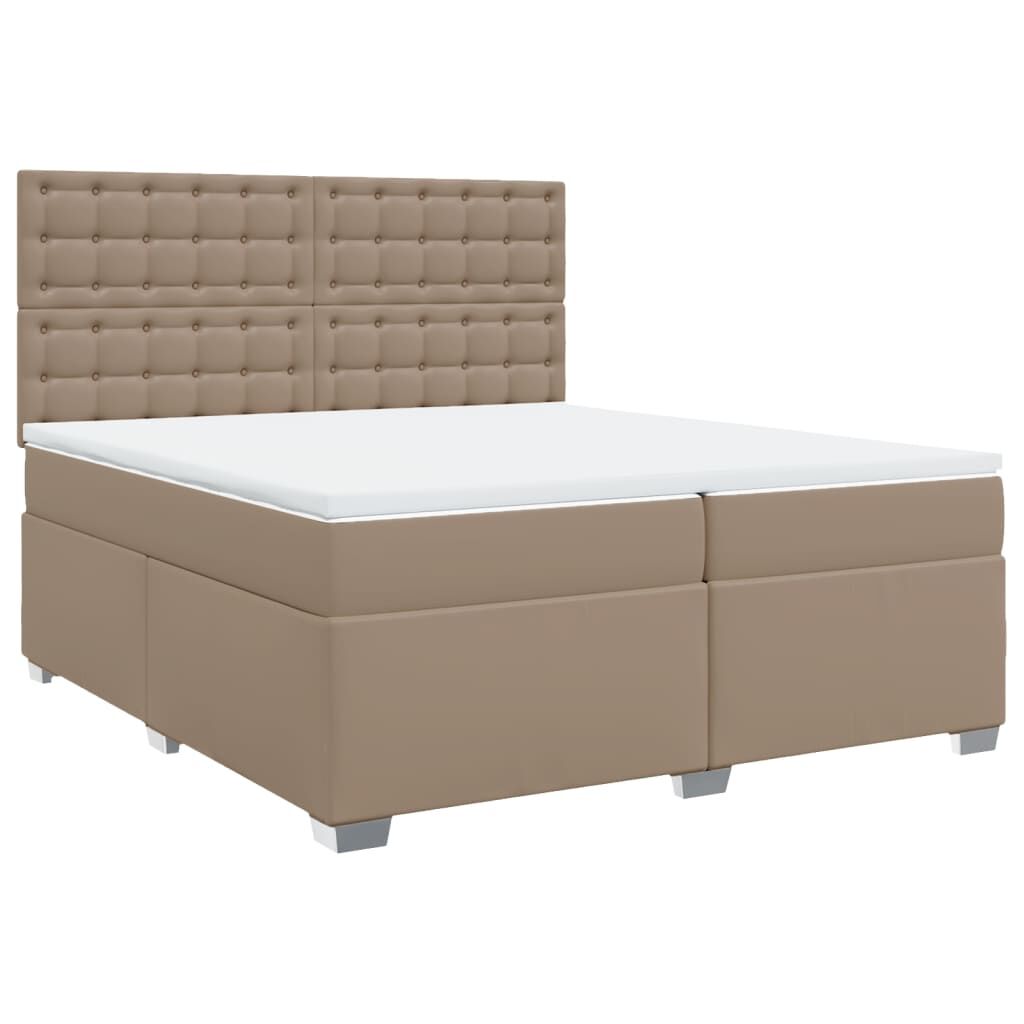 vidaXL Κρεβάτι Boxspring με Στρώμα Καπουτσίνο 200x200εκ.από Συνθ.Δέρμα