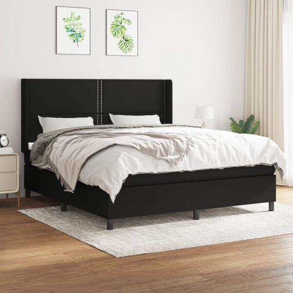 vidaXL &Kappa;&rho;&epsilon;&beta;ά&tau;&iota; Boxspring &mu;&epsilon; &Sigma;&tau;&rho;ώ&mu;&alpha; &Mu;&alpha;ύ&rho;&omicron; 160x200 &epsilon;&kappa;. &Upsilon;&phi;&alpha;&sigma;&mu;ά&tau;&iota;&nu;&omicron;