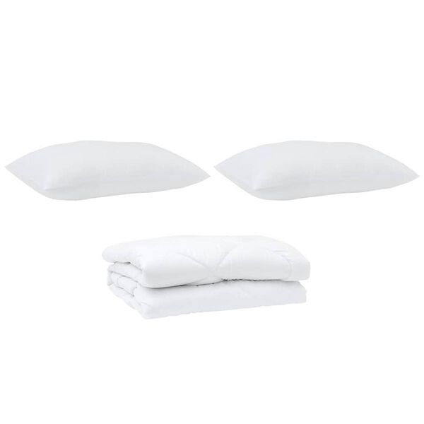 vidaXL Παπλωμα με Μαξιλάρια Argyle 3 pcs Λευκό 240 x 200 cm Μικροΐνες