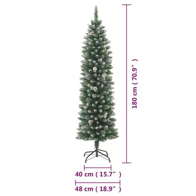 vidaXL Χριστουγεννιάτικο Δέντρο Τεχνητό Slim Με Βάση 180 εκ. από PVC