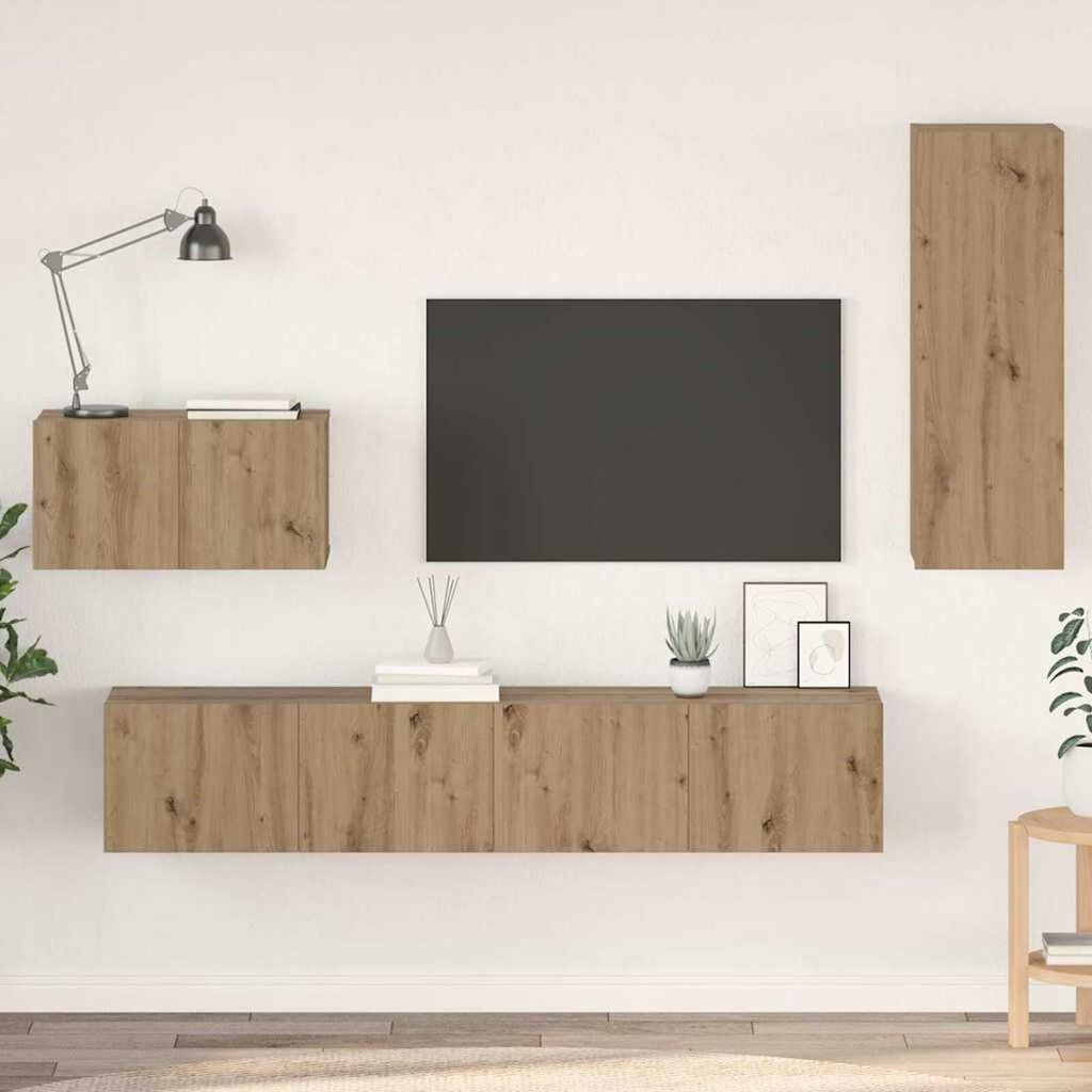 vidaXL Τηλεοπτική Κάβα Τοίχου 4 pcs artisan δρυς 200 x 30 x 30 cm