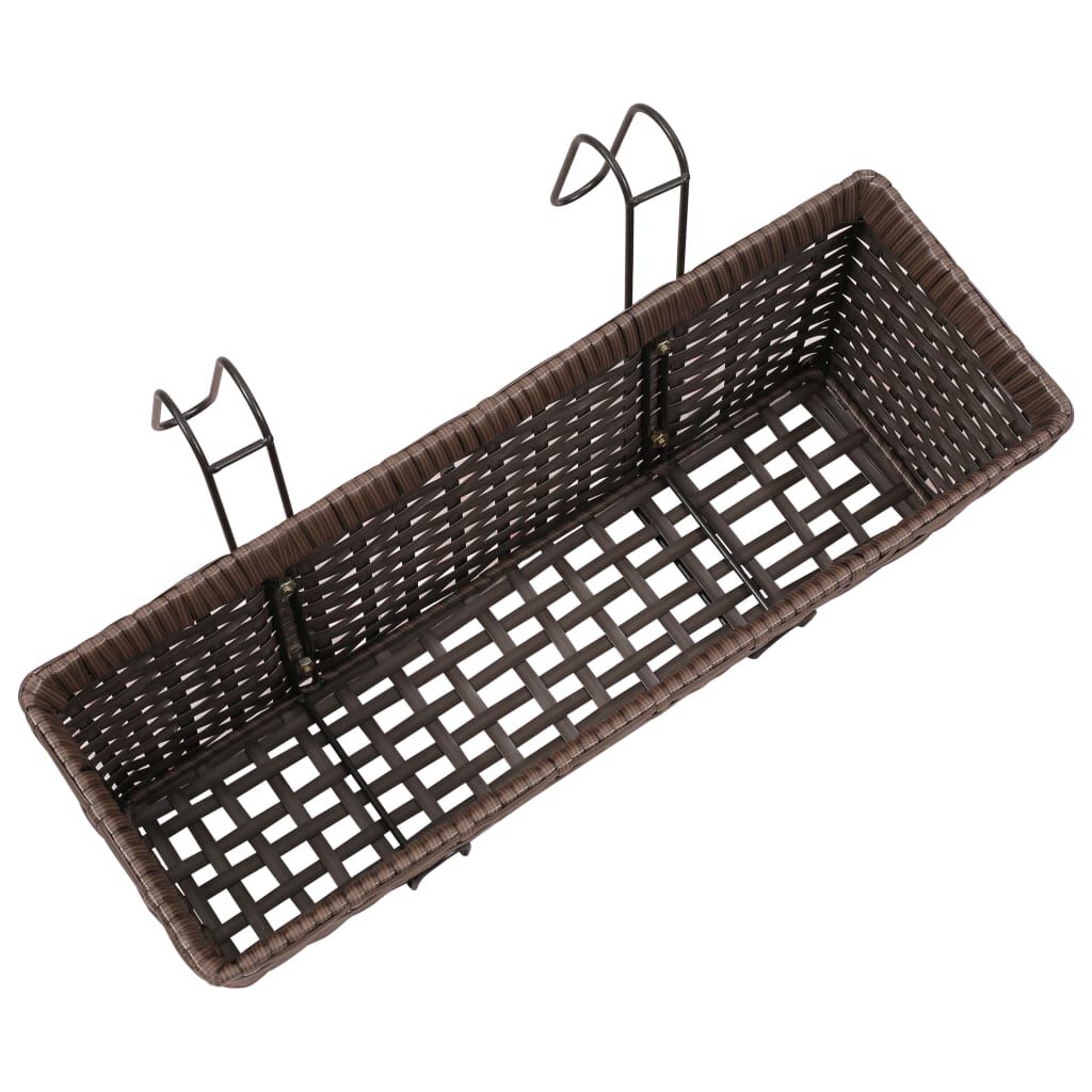 Σετ 2 τμχ Τραπεζοειδής Ζαρντινιέρα Rattan 50 cm Καφέ