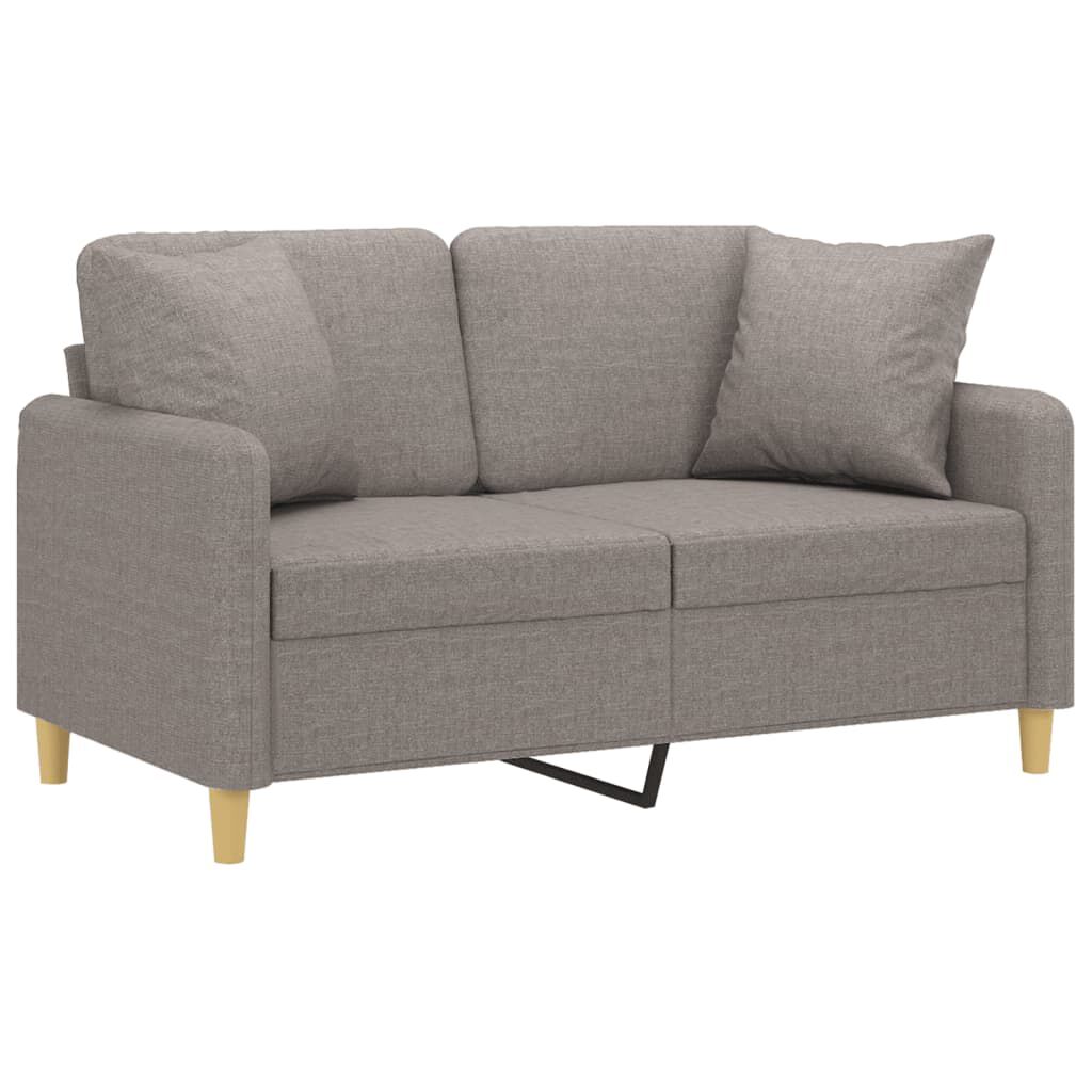 vidaXL Καναπές Διθέσιος Taupe 120 εκ. Υφασμάτινος Διακ. Μαξιλάρια