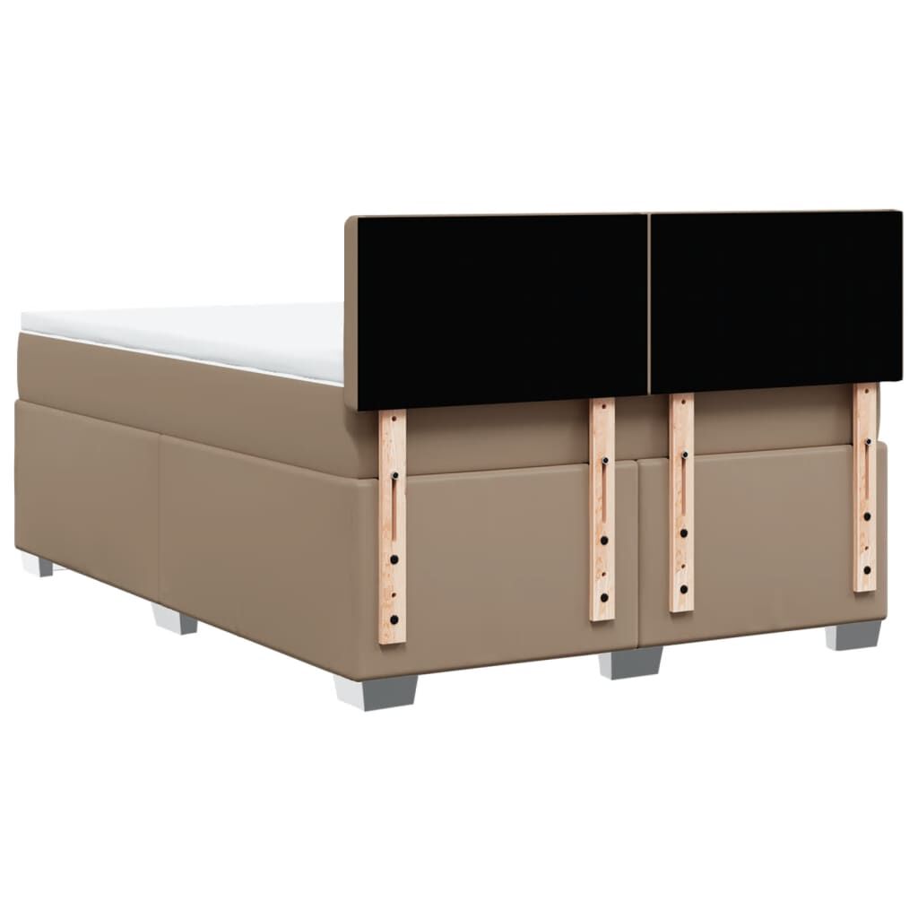 vidaXL Κρεβάτι Boxspring με Στρώμα Καπουτσίνο 140x190εκ.από Συνθ.Δέρμα