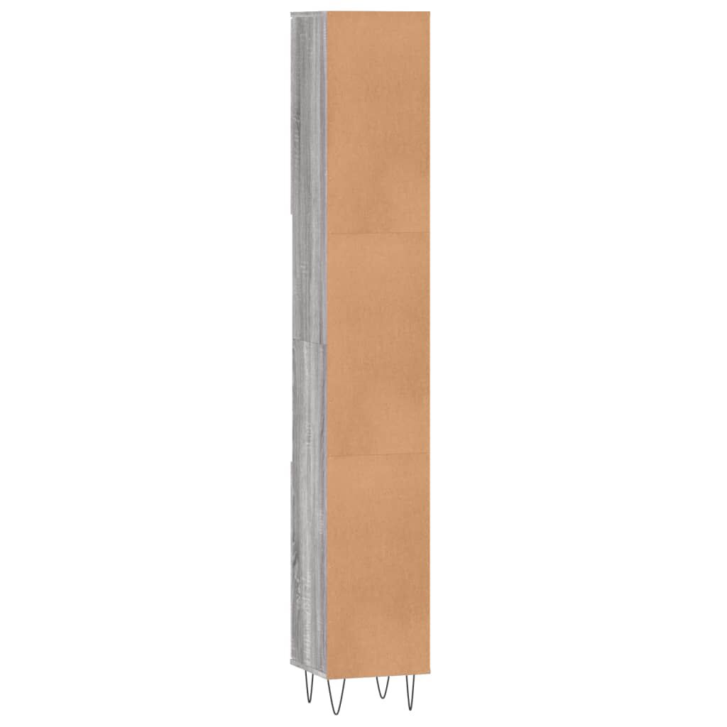 vidaXL Ντουλάπι Μπάνιου Γκρι Sonoma 30x30x190 εκ. Επεξεργασμένο Ξύλο