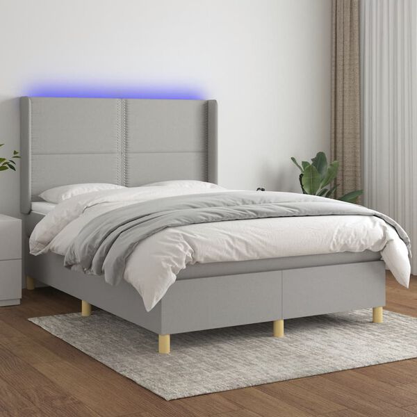 vidaXL &Kappa;&rho;&epsilon;&beta;ά&tau;&iota; Boxspring &mu;&epsilon; &Sigma;&tau;&rho;ώ&mu;&alpha; & LED &Alpha;&nu;.&Gamma;&kappa;&rho;&iota; 140x190&epsilon;&kappa;. &Upsilon;&phi;&alpha;&sigma;&mu;ά&tau;&iota;&nu;&omicron;