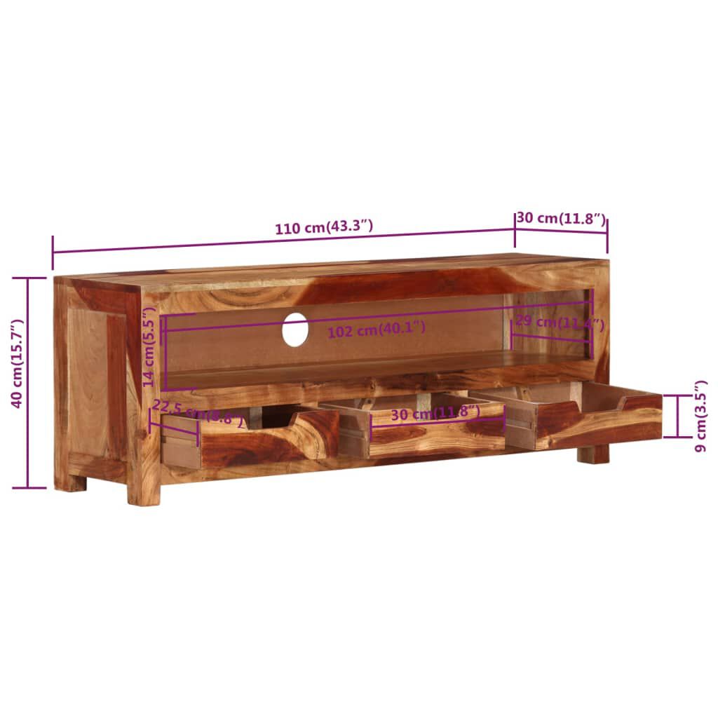 vidaXL Έπιπλο Τηλεόρασης 110 x 30 x 40 εκ. από Μασίφ Ξύλο Ακακίας
