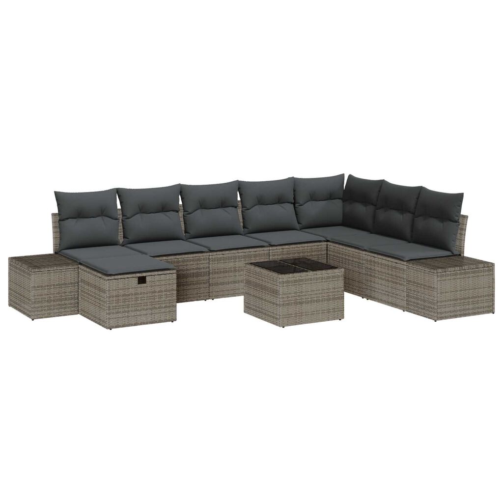vidaXL Σετ Καναπέ Κήπου 9 pcs Γκρι 55 x 62 x 69 εκ Πολυ ράταν