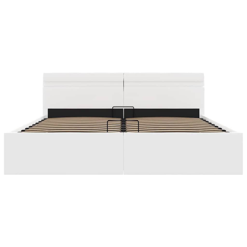 vidaXL Πλαίσιο Κρεβατιού Αποθ. Χώρο/LED Μαύρο 160x200 εκ. Δερματίνη