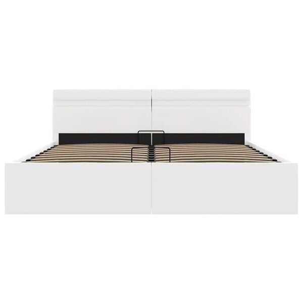 vidaXL Πλαίσιο Κρεβατιού Αποθ. Χώρο/LED Μαύρο 160x200 εκ. Δερματίνη
