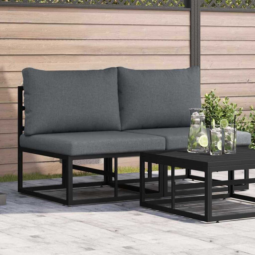vidaXL Εξωτερικά Έπιπλα με μαξιλάρι με μαξιλάρι 2 pcs Μαύρο Αλουμίνιο