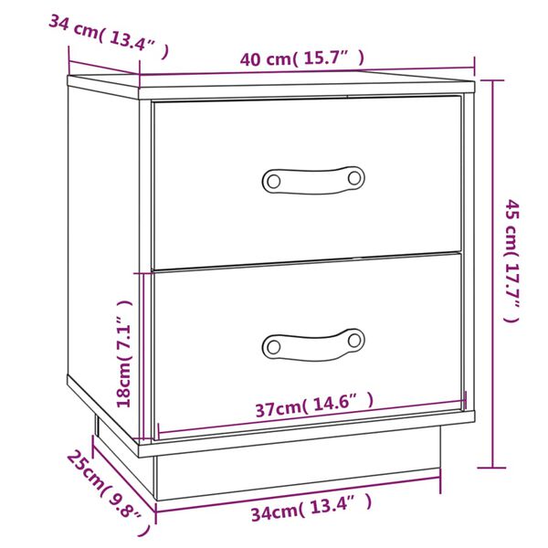 vidaXL Κομοδίνο Καφέ Μελί 40x34x45 εκ. από Μασίφ Ξύλο Πεύκου