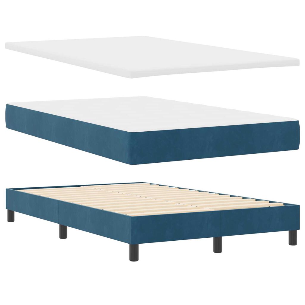 vidaXL Κρεβάτι με ελατήρια με στρώμα Μπλε 120 x 190 cm Βελούδο