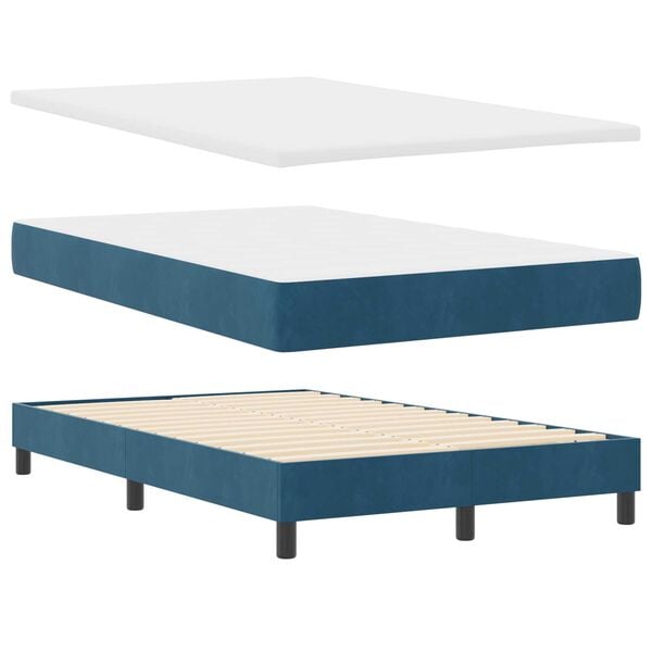 vidaXL Κρεβάτι με ελατήρια με στρώμα Μπλε 120 x 190 cm Βελούδο
