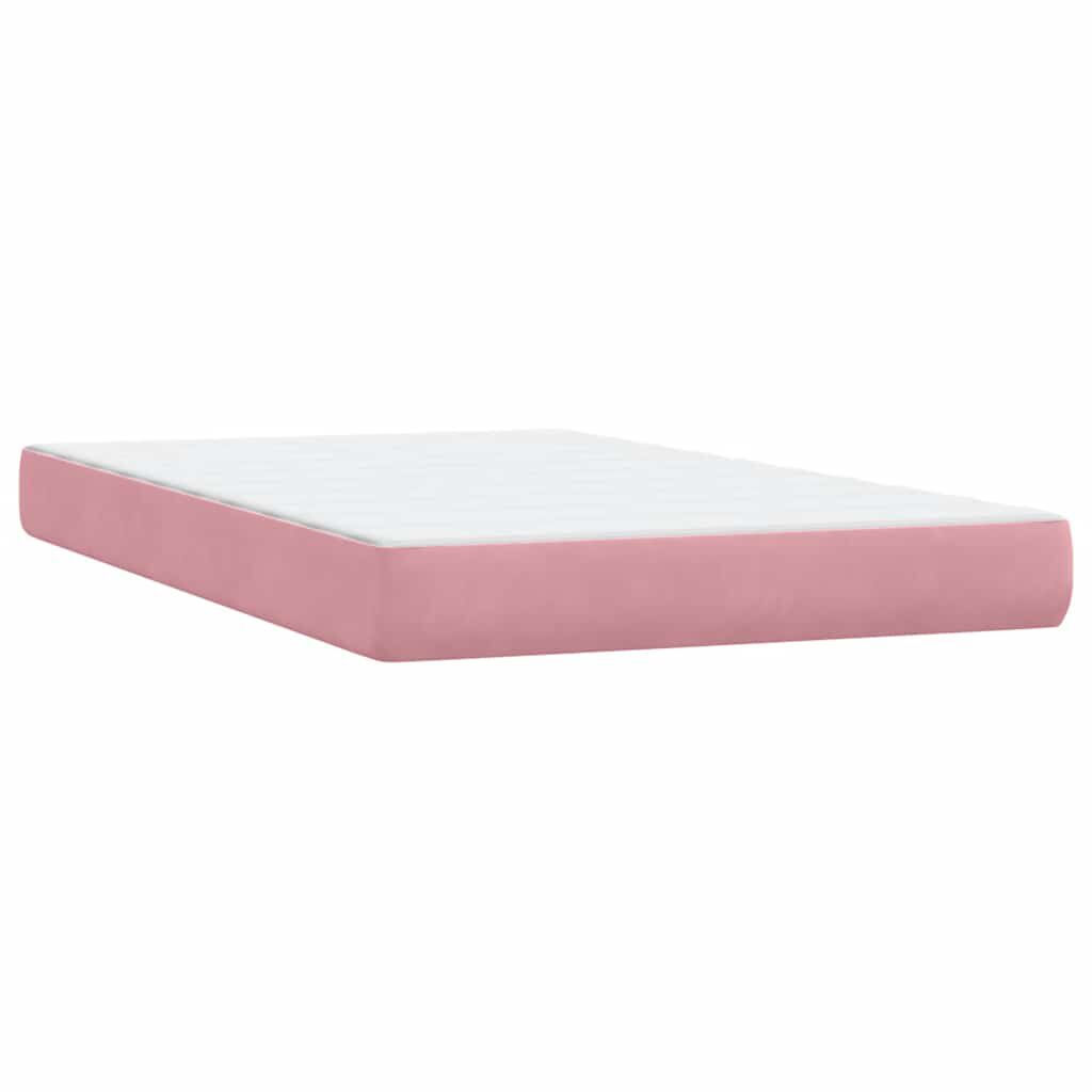 vidaXL Box Spring κρεβάτι με στρώμα ροζ 120x220 cm Βελούδινο