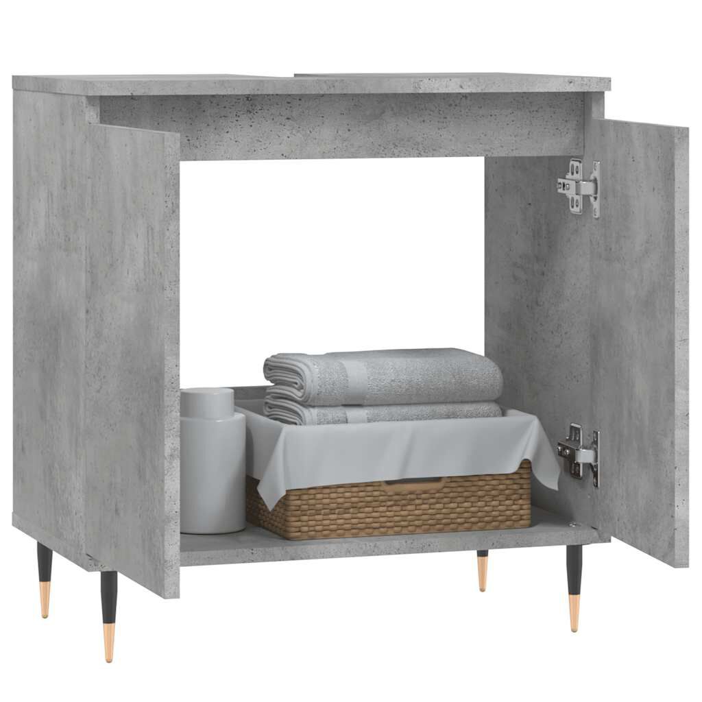 vidaXL Ντουλάπι Μπάνιου Γκρι Σκυροδεμ. 58 x 33 x 60 εκ. Επεξεργ. Ξύλο