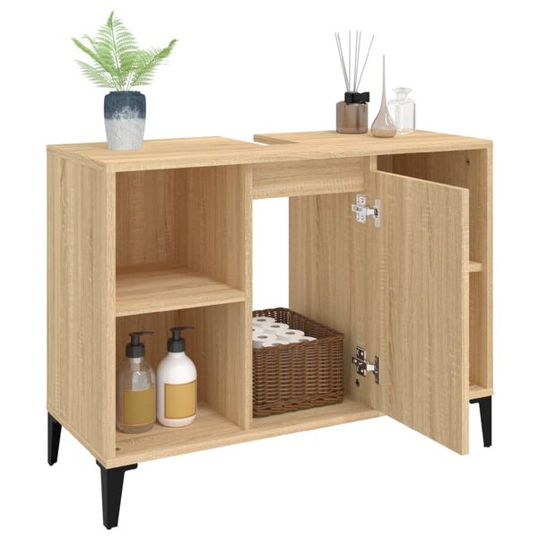 vidaXL Ντουλάπι Νιπτήρα Sonoma Δρυς 80x33x60 εκ. Επεξεργασμένο Ξύλο