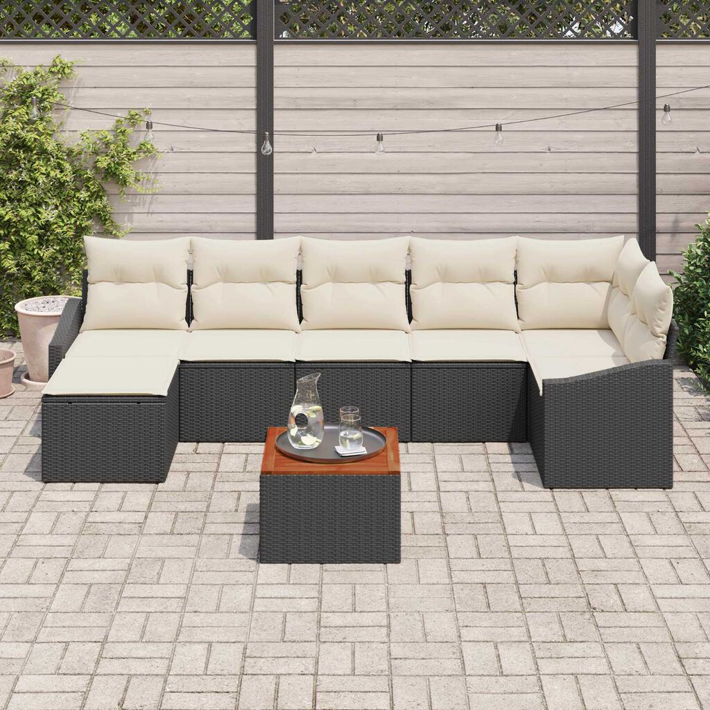 vidaXL Σετ Καναπέ Κήπου 8 pcs Μαύρο και λευκό