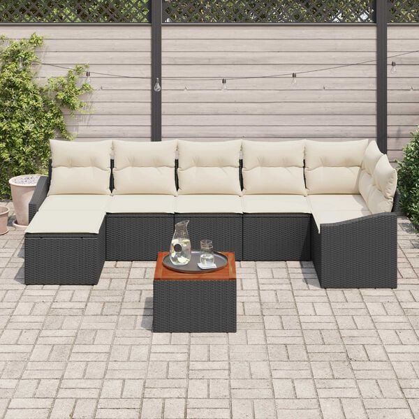 vidaXL Σετ Καναπέ Κήπου 8 pcs Μαύρο και λευκό