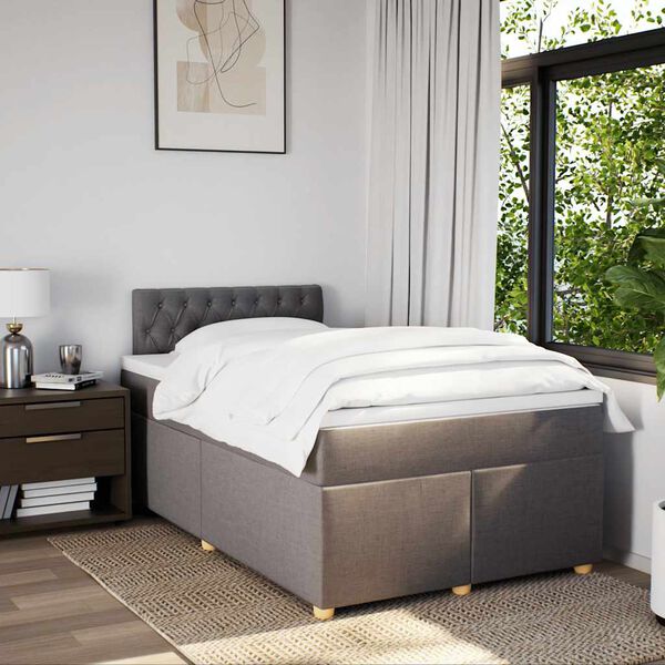 vidaXL &Kappa;&rho;&epsilon;&beta;ά&tau;&iota; Boxspring &mu;&epsilon; &Sigma;&tau;&rho;ώ&mu;&alpha; Taupe 120x190 &epsilon;&kappa;. &Upsilon;&phi;&alpha;&sigma;&mu;ά&tau;&iota;&nu;&omicron;