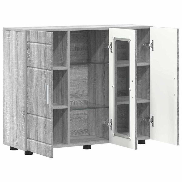 vidaXL Πλαϊνό γραφείο με ράφι με πόρτα Γκρι sonoma 55.5 x 29 x 100 εκ