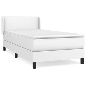 vidaXL Κρεβάτι Boxspring με Στρώμα Λευκό 90x200εκ. από Συνθετικό Δέρμα