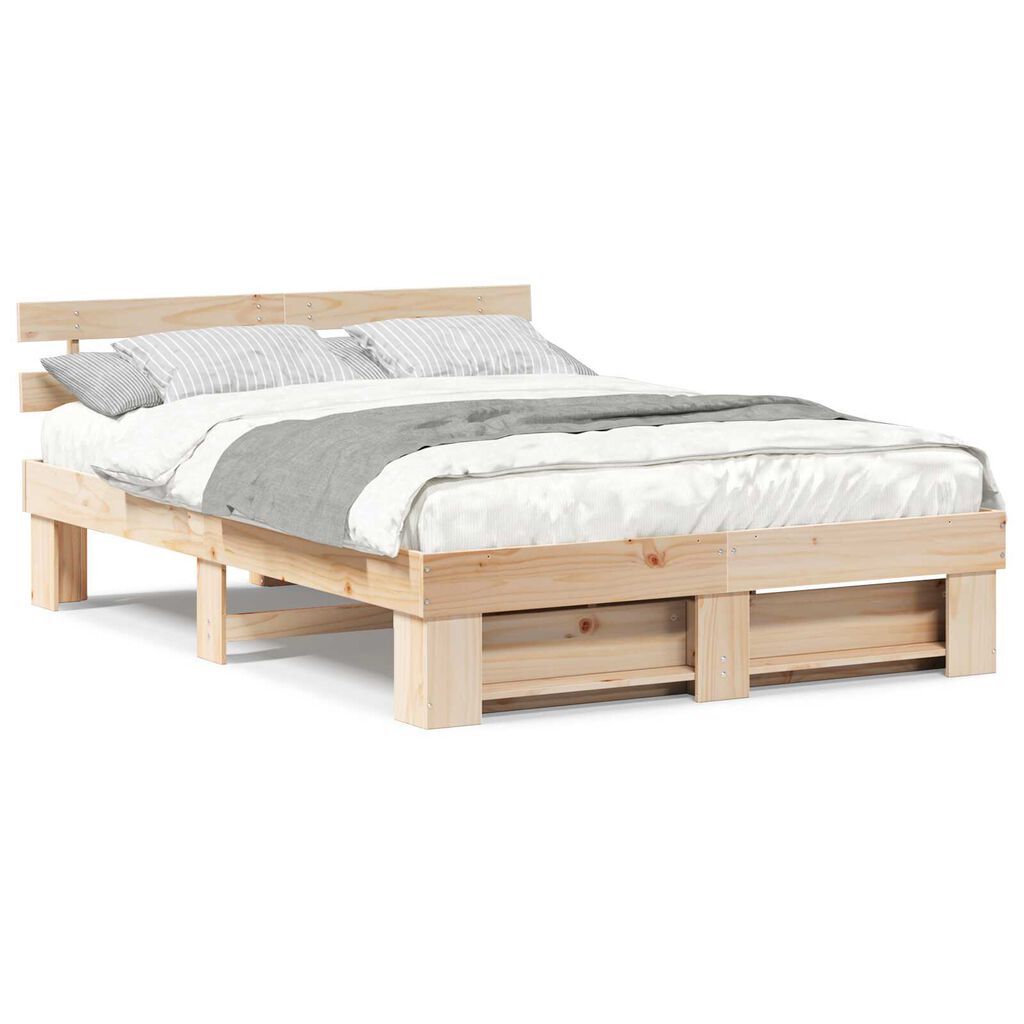 vidaXL Σκελετός Κρεβατιού Καφέ 140 x 200 cm Συμπαγές ξύλο πεύκου