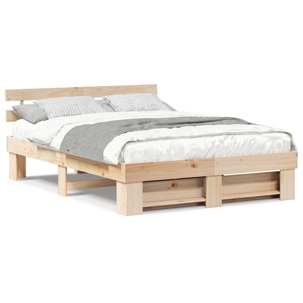 vidaXL Σκελετός Κρεβατιού Καφέ 140 x 200 cm Συμπαγές ξύλο πεύκου