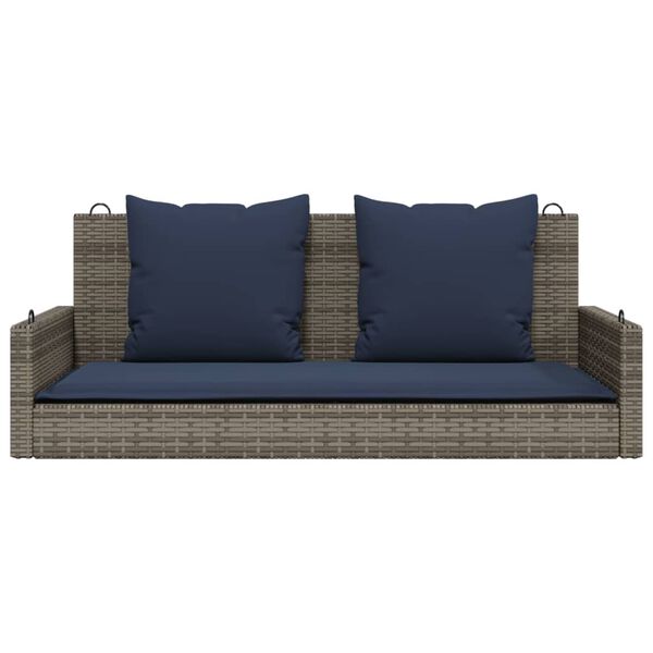 vidaXL Παγκάκι Κούνιας με Μαξιλάρια Γκρι 119 x 56 x 48 εκ. από Συνθετικό Ρατάν