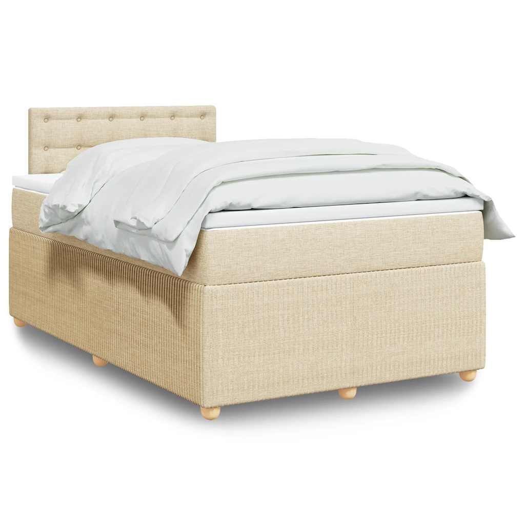 vidaXL Κρεβάτι Boxspring με Στρώμα Κρεμ 120x200 εκ. Υφασμάτινο