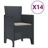 vidaXL Σέτ φαγητού για κήπο 15 pcs Ανθρακί Rattan Polt