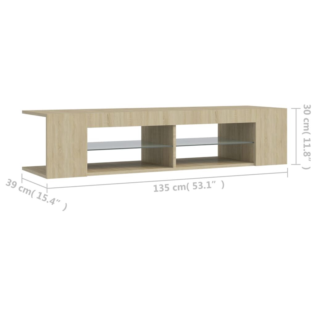 vidaXL Έπιπλο Τηλεόρασης με LED Sonoma Δρυς 135x39x30 εκ.