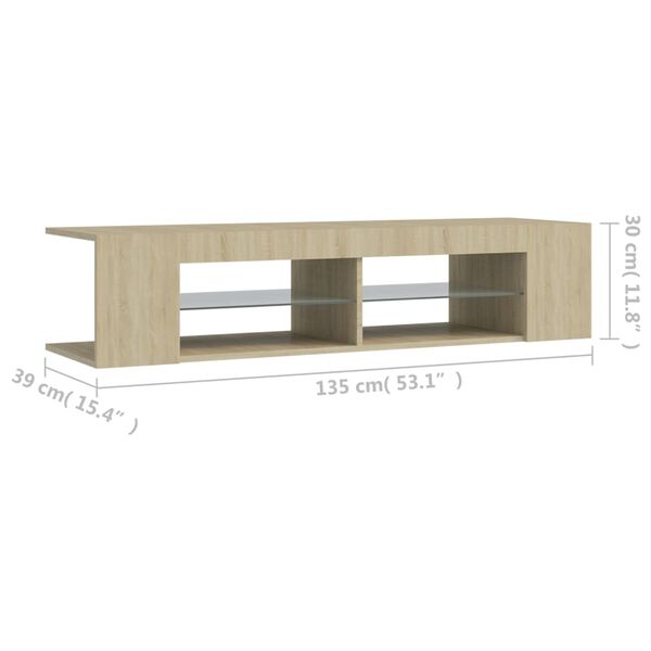 vidaXL Έπιπλο Τηλεόρασης με LED Sonoma Δρυς 135x39x30 εκ.