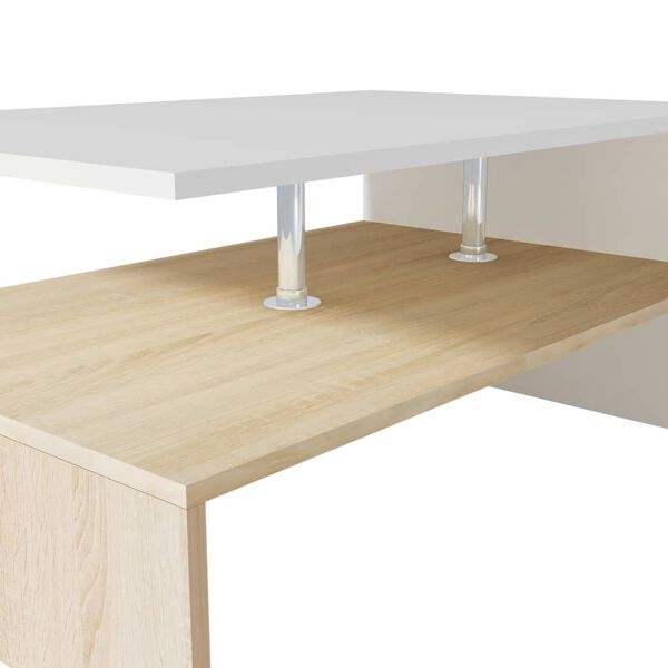 vidaXL Τραπεζάκι Σαλονιού Δρυς και Λευκό 90 x 59 x 42 εκ. Επεξ. Ξύλο