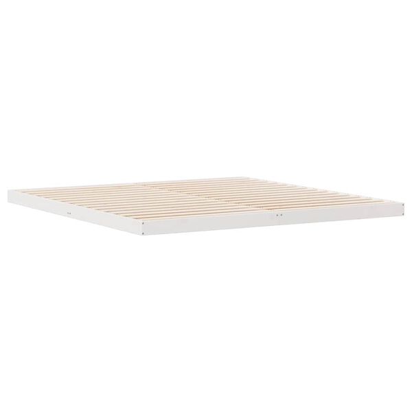 vidaXL Κρεβάτι δαπέδου Λευκό 200 x 220 cm Μασίφ ξύλο πεύκου