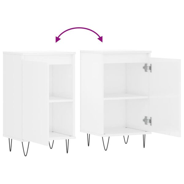 vidaXL Ντουλάπια 2 τεμ. Γυαλιστ. Λευκό 40x35x70 εκ. από Επεξεργ. Ξύλο