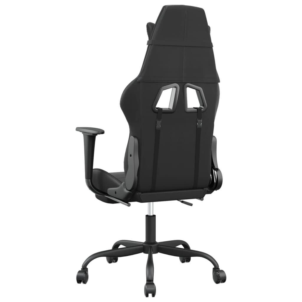 vidaXL Καρέκλα Gaming Μασάζ Υποπόδιο Μαύρο από Συνθετικό Δέρμα