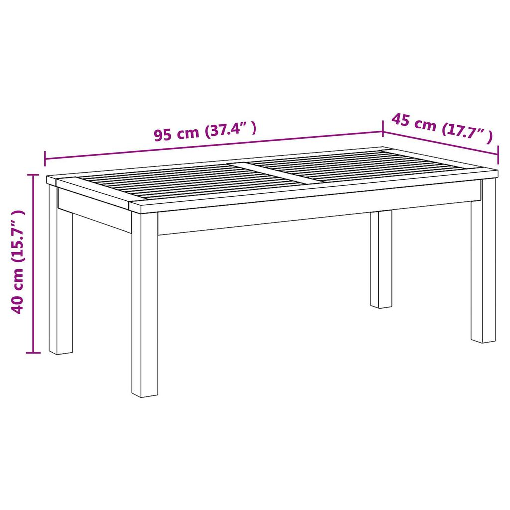 vidaXL Τραπέζι Κήπου Καστανό 95 x 45 x 40 εκ Μασίφ ξύλο teak