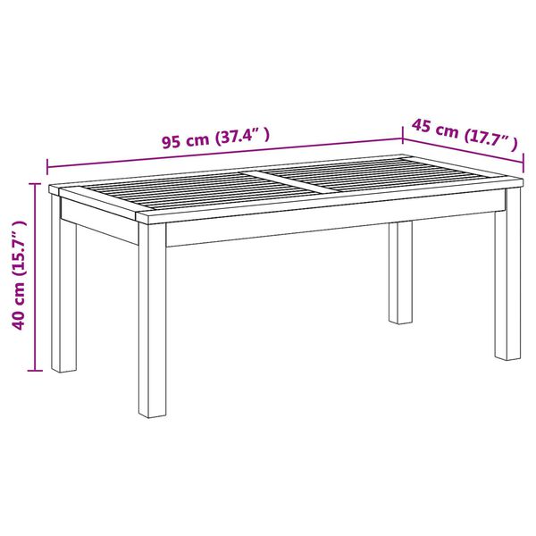 vidaXL Τραπέζι Κήπου Καστανό 95 x 45 x 40 εκ Μασίφ ξύλο teak