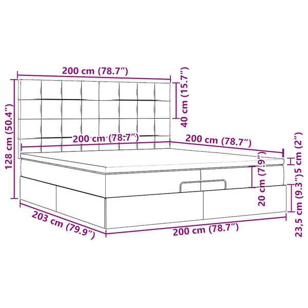 vidaXL Οθωμανικό κρεβάτι με στρώματα ροζ 200x200cm Velvet